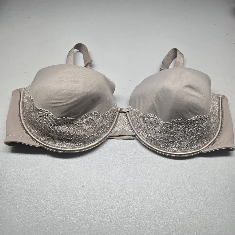 Vanity Fair Women Bra 40DD Beige T Shirt Underwired‎ Lace Strap
